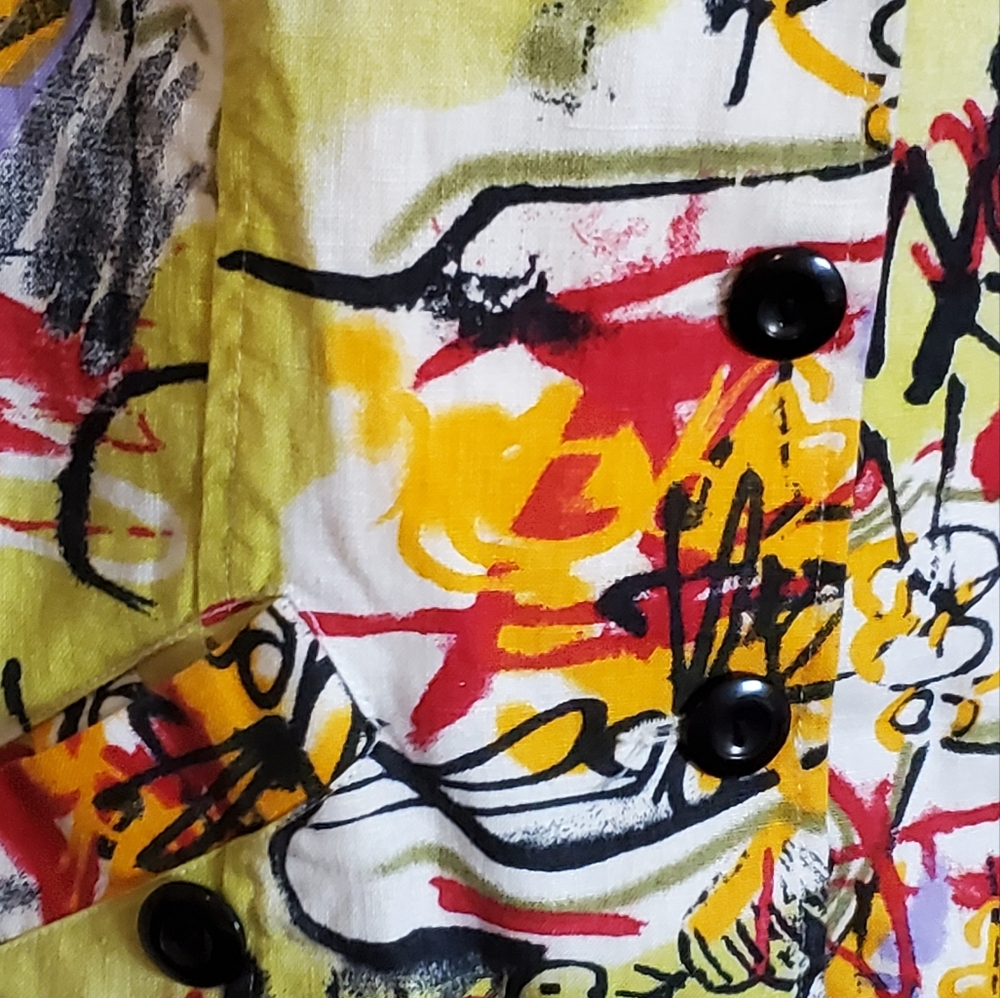 Designer Gabriella Molinari Artsy Linen Jacket 12 - Picture 4 of 7